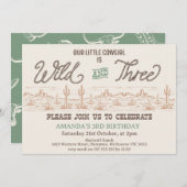 Meisjes Green Rodeo Wild en Drie 3e Verjaardag Kaart (Voorkant / Achterkant)