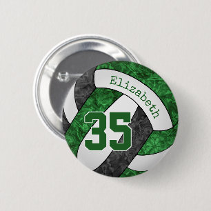Meisjes groen zwart volleybal team kleuren ronde button 5,7 cm