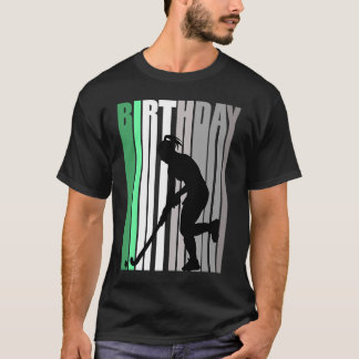 Meisjes Groene Hockey Birthday Colorful Vintage Di T-shirt