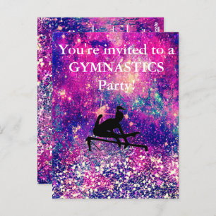 Meisjes Gymnastics Birthday Party Custom Briefkaart