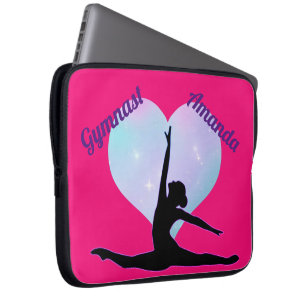 Meisjes Gymnastics Custom Hot Pink / Royal Paars Laptop Sleeve