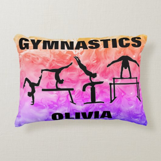Meisjes Gymnastics Rainbow Swirls Accent Kussen (Voorkant)