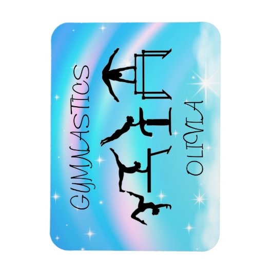 Meisjes Gymnastics Rainbow Swirls Magneet (Verticaal)