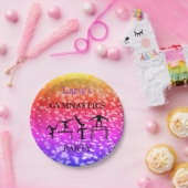Meisjes gymnastiek Birthday Sparkle Custom Name Papieren Bordje (Feest)