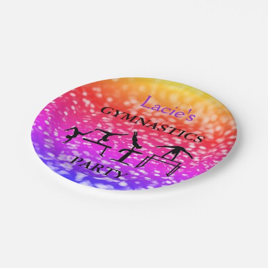 Meisjes gymnastiek Birthday Sparkle Custom Name Papieren Bordje (Gekanteld)