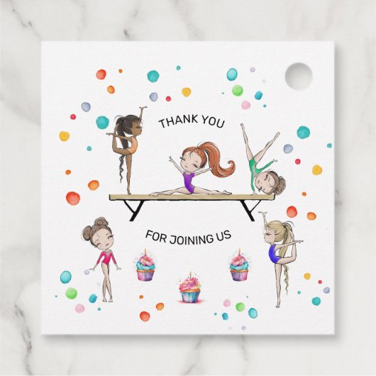 Meisjes Gymnastiek Cupcake Ballon Verjaardagsfeest Bedankjes Labels (Achterkant)