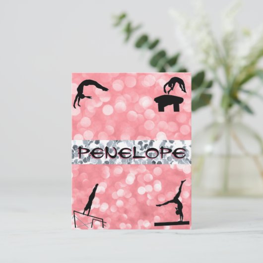 Meisjes Gymnastiek Evenementen Glitz en Glam Briefkaart (Staand voorkant)