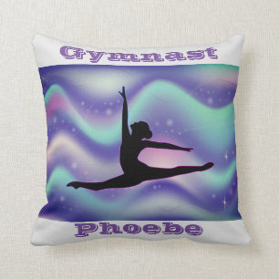 Meisjes Gymnastiek Grijs Paarse Kussen w / Haar Na