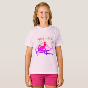 Meisjes Gymnastiek ik hou van Bars Gymnast T-Shirt