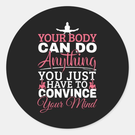 Meisjes gymnastiek - je lichaam kan alles doen ronde sticker (Voorkant)