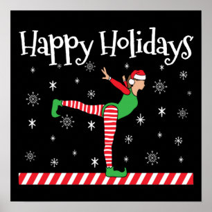 Meisjes Gymnastiek Kerstmis Elf Poster