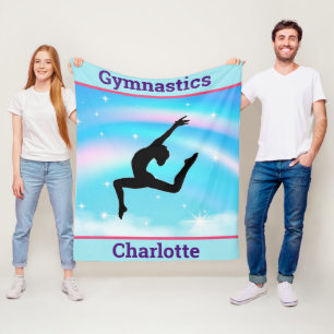 Meisjes Gymnastiek Leap Regenboog Wolken Fleece Deken