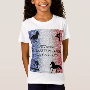 Meisjes Gymnastiek, Paarden, Glitter Patriottisch T-shirt