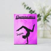 Meisjes Gymnastiek Paars Swirl Persoonlijk Briefkaart (Staand voorkant)