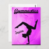 Meisjes Gymnastiek Paars Swirl Persoonlijk Briefkaart (Voorkant / Achterkant)
