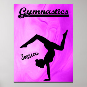 Meisjes Gymnastiek Paars Swirl Persoonlijk Poster