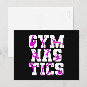 Meisjes Gymnastiek Paarse Silhouette Word Art Briefkaart