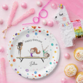 Meisjes Gymnastiek Regenboog Ballonnen Verjaardags Papieren Bordje (Feest)