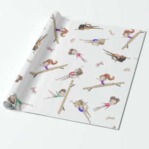 Meisjes Gymnastiek Roze Paarse Regenboog Patroon Cadeaupapier