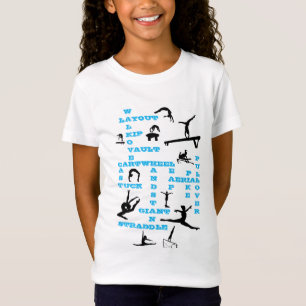 Meisjes Gymnastiek Vaardigheden Blauw Kruiswoorden T-shirt