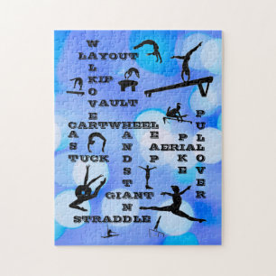 Meisjes Gymnastiek Vaardigheden Crosswords Blue Legpuzzel