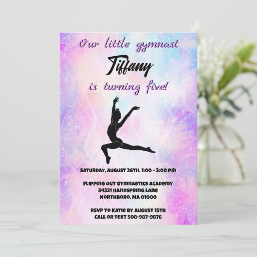Meisjes Gymnastiek Verjaardag Kaart (Staand voorkant)