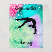 Meisjes Gymnastiek Waterverf met drijvende harten Briefkaart (Voorkant)