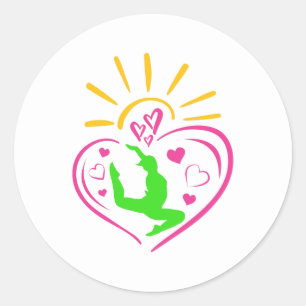 Meisjes Gymnastiek - Zomer Sunshine Hart Ronde Sticker