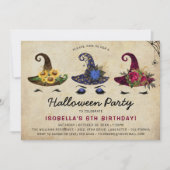 Meisjes Halloween Kinderen Verjaardagsfeest Uitnod Kaart (Voorkant)