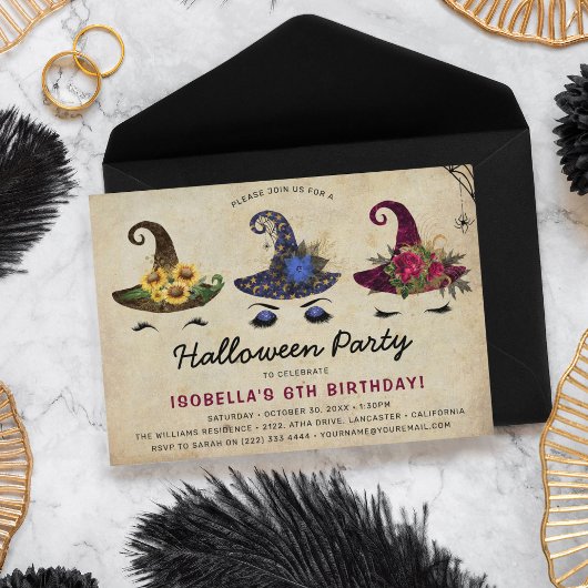 Meisjes Halloween Kinderen Verjaardagsfeest Uitnod Kaart
