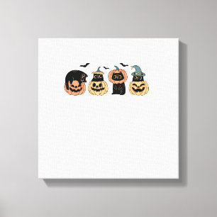 Meisjes Halloween Schattige Kat Pompoen Heks Kostu Canvas Afdruk