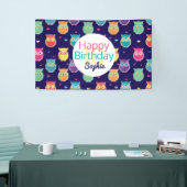 Meisjes Happy Birthday Blue Owl Pattern gepersonal Spandoek (Beurs)