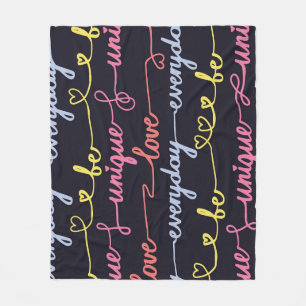 Meisjes hart, woorden naadloos patroon. fleece deken