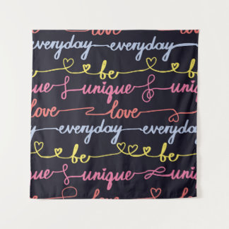 Meisjes hart, woorden naadloos patroon. wandkleed