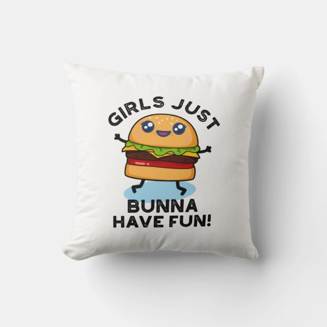 Meisjes hebben net Bunna een Fun Funny Burger Kussen (Voorkant)