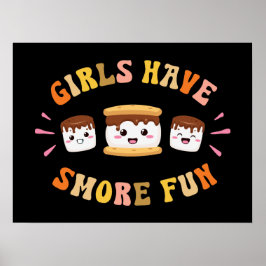 Meisjes hebben nog grappiger Kawaii Camping Smores Poster