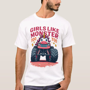 Meisjes hebben ook graag monstertrucks Vintage een T-shirt