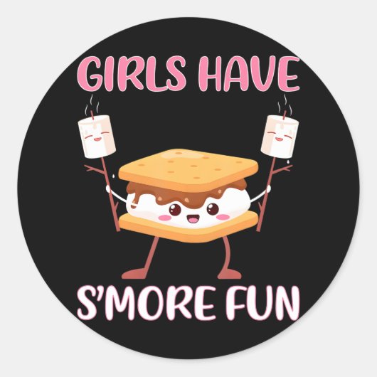 Meisjes hebben s'more leuke smores camping grappig ronde sticker (Voorkant)