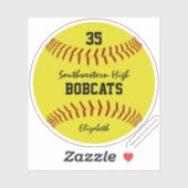 meisjes helder geel softbal aangepaste team naam sticker (Vel)
