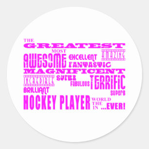 Meisjes Hockey : Roze grootste hockey-speler Ronde Sticker