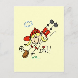 Meisjes honkbal duik T-shirts en cadeaus Briefkaart