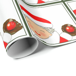 Meisjes honkbal kerstvakantie cadeaupapier