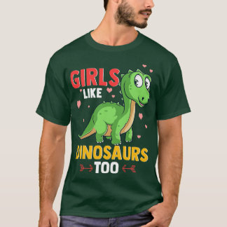 Meisjes houden van dinosaurussen te Schattige Funn T-shirt
