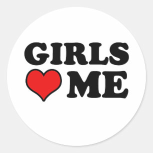 Meisjes houden van mij ronde sticker