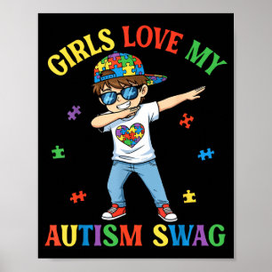 Meisjes houden van mijn autisme swag dabbing jonge poster