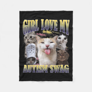 Meisjes houden van mijn autisme swag grappige kat fleece deken