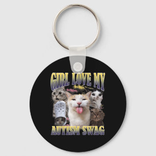 Meisjes houden van mijn autisme swag grappige kat  sleutelhanger