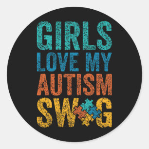 Meisjes houden van mijn autisme swag steun autiste ronde sticker