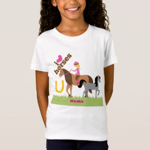 Meisjes houden van paarden schattig cadeau geperso t-shirt
