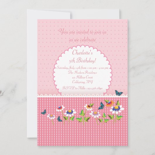 Meisjes houden van roze uitnodiging (Voorkant)